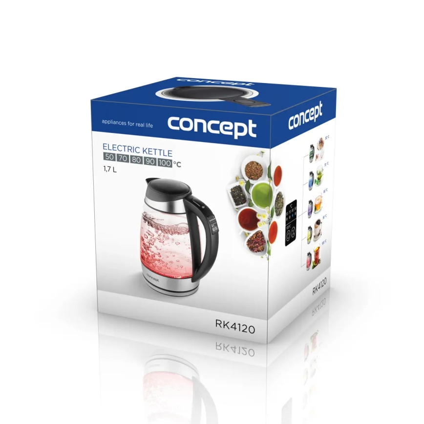 Concept RK4120 - Električno kuhalo za vodu s termoregulacijom, 1,7 l, 2200 W/230 V, nehrđajući čelik