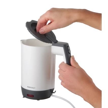 Concept RK7030 - Putno kuhalo za vodu 0,5 l 1080W/230V siva/bijela + 2 šalice