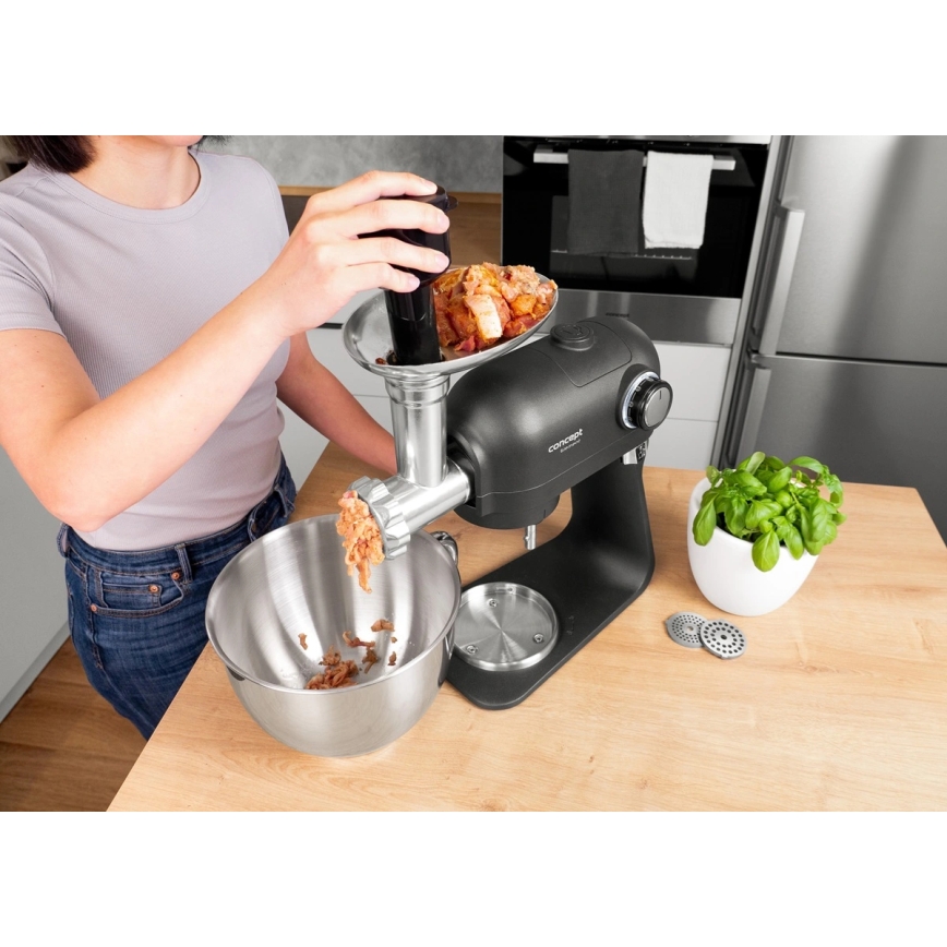 Concept RM8000 - Kuhinjski robot s posudom od nehrđajućeg čelika 1200W/230V crna