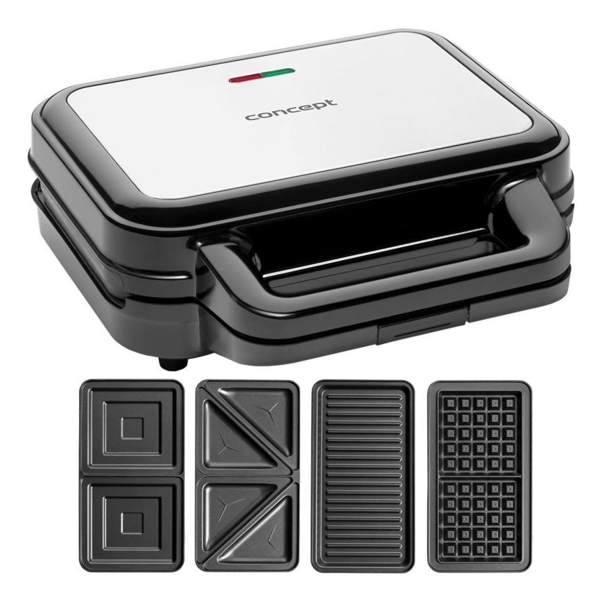 Concept SV3070 - Toster XXL 4u1 900W/230V crna/nehrđajući