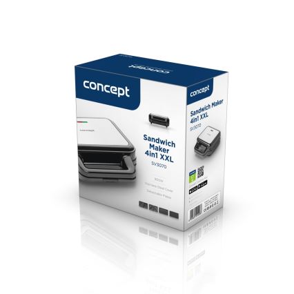 Concept SV3070 - Toster XXL 4u1 900W/230V crna/nehrđajući