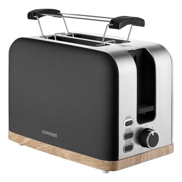 Concept TE2016 - Toster s dva utora i rešetkom za podgrijavanje 930W/230V crna