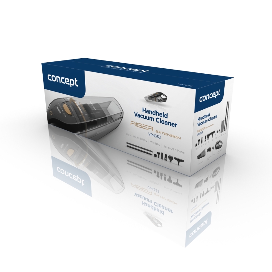 Concept VP4353 - Ručni usisivač WET & DRY RISER EXTENSION 110W/18,5V 2200 mAh crna
