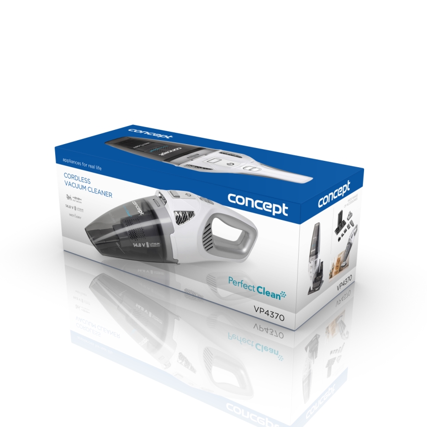 Concept VP4370 - Ručni usisivač WET & DRY PERFECT CLEAN 90W/14,8V 2200 mAh bijela