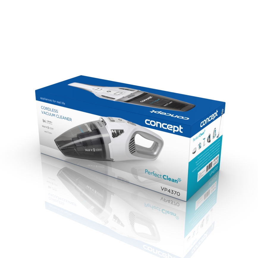 Concept VP4370 - Ručni usisivač WET & DRY PERFECT CLEAN 90W/14,8V 2200 mAh bijela