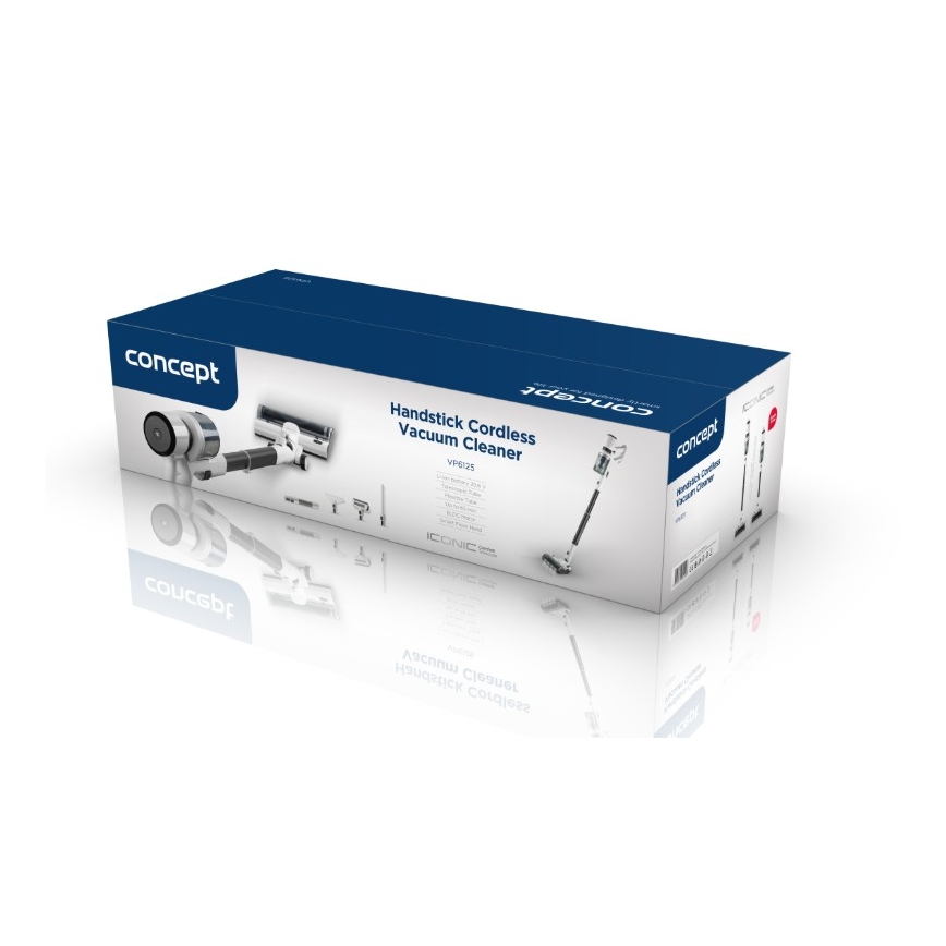 Concept VP6125 - Štapni i ručni usisavač 2 u 1 ICONIC Comfort Telescope 400 W/29,6 V 2000 mAh bijela