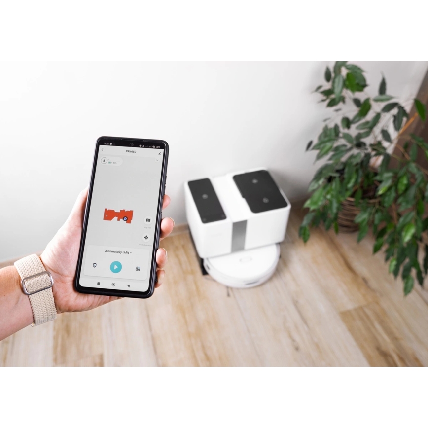 Concept VR4050 - Pametni robotski usisavač s mopom 2u1 OPTIMUS AQUA PRO LASER 3D 600W/230V 5200 mAh Wi-Fi bijeli