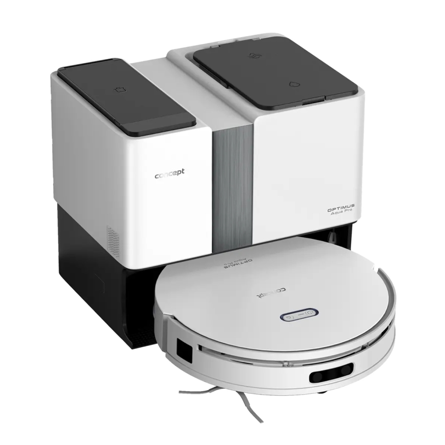 Concept VR4050 - Pametni robotski usisavač s mopom 2u1 OPTIMUS AQUA PRO LASER 3D 600W/230V 5200 mAh Wi-Fi bijeli