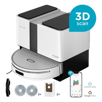 Concept VR4050 - Pametni robotski usisavač s mopom 2u1 OPTIMUS AQUA PRO LASER 3D 600W/230V 5200 mAh Wi-Fi bijeli