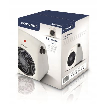 Concept vt7040 - Ventilator s grijačem 1000/2000W/230V bijela