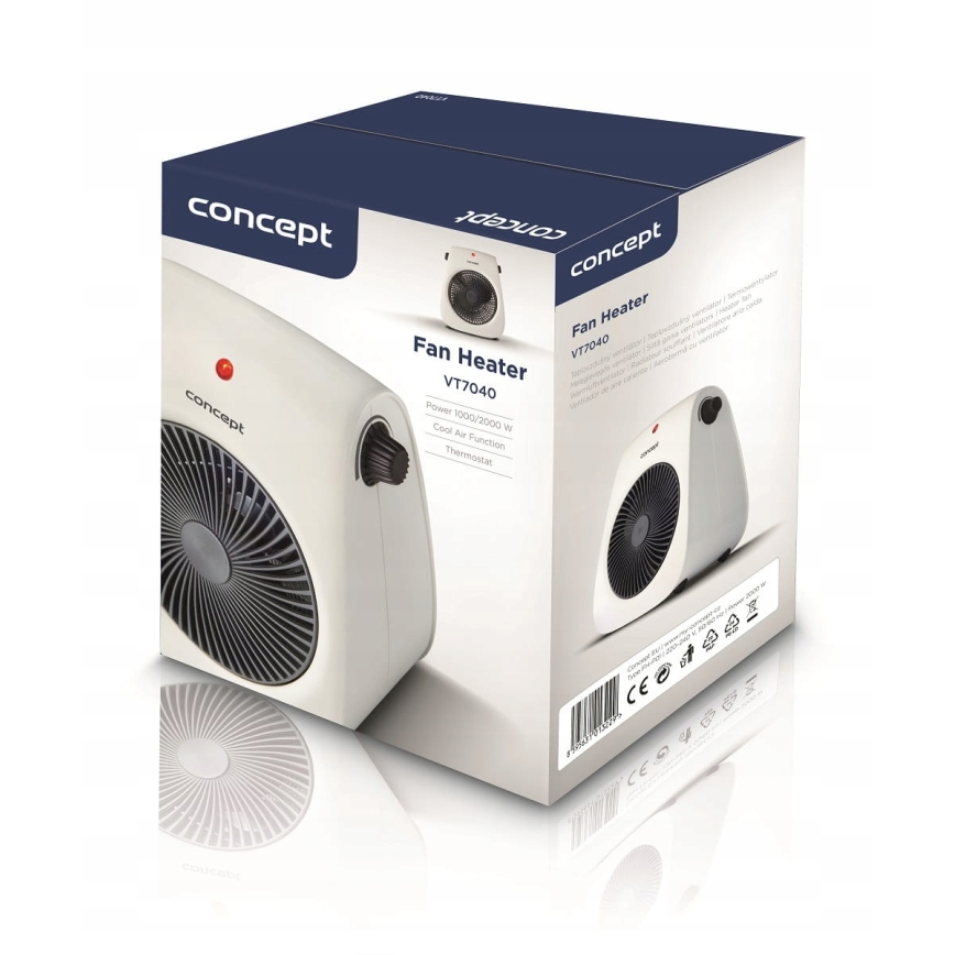 Concept vt7040 - Ventilator s grijačem 1000/2000W/230V bijela