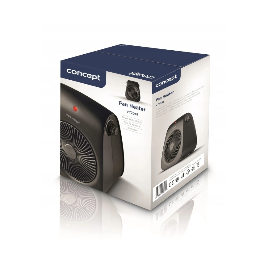 Concept vt7041 - Ventilator s grijačem 1000/2000W/230V crna