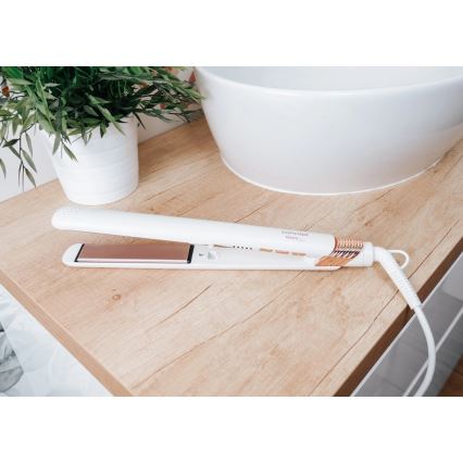 Concept VZ2110 - Ispravljač za kosu GLAM STYLE 48W/230V bijela/ružičasto zlato