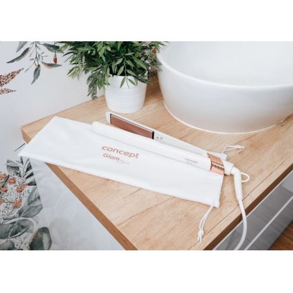 Concept VZ2110 - Ispravljač za kosu GLAM STYLE 48W/230V bijela/ružičasto zlato
