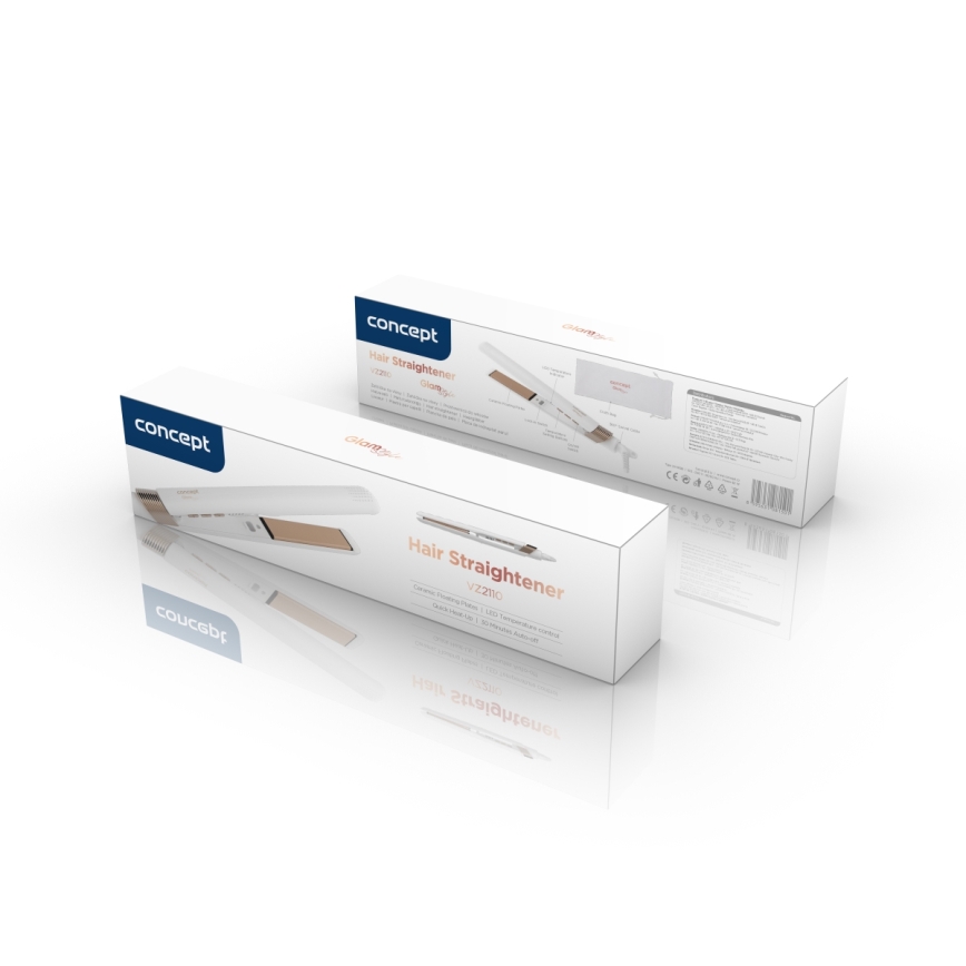 Concept VZ2110 - Ispravljač za kosu GLAM STYLE 48W/230V bijela/ružičasto zlato