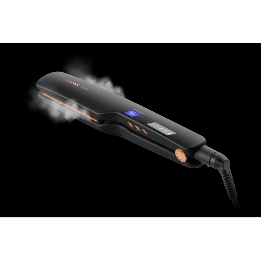 Concept VZ6010 - Parna pegla za kosu s LED zaslonom ELITE STEAM BOOST 54W/230V crna