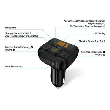 CONNECT IT CCC-8600-BK - FM transmiter za auto s handsfree funkcijom crna