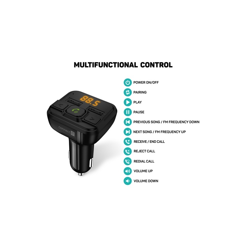 CONNECT IT CCC-8600-BK - FM transmiter za auto s handsfree funkcijom crna