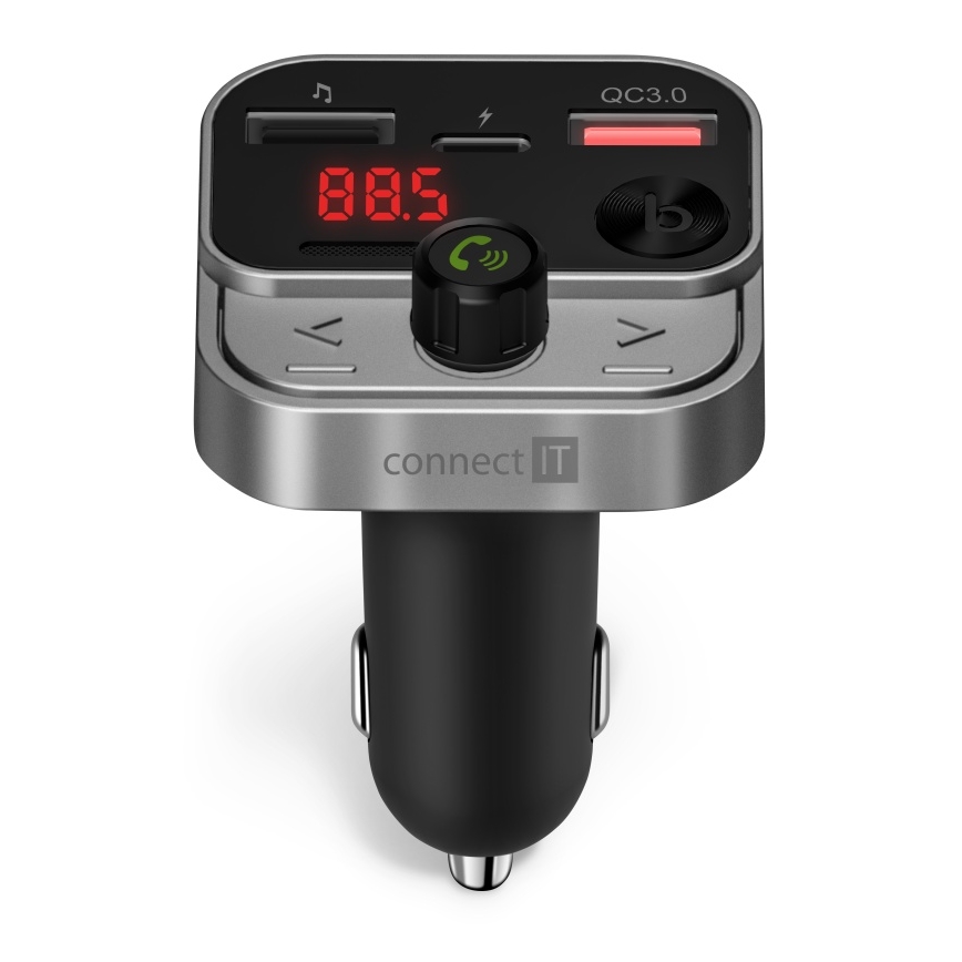 CONNECT IT CCC-8900-AN - FM predajnik za auto s funkcijom handsfree crna/srebrna
