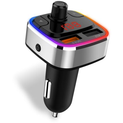 CONNECT IT CCC-9090-SL - LED RGB FM transmiter za auto s handsfree funkcijom crna/srebrna