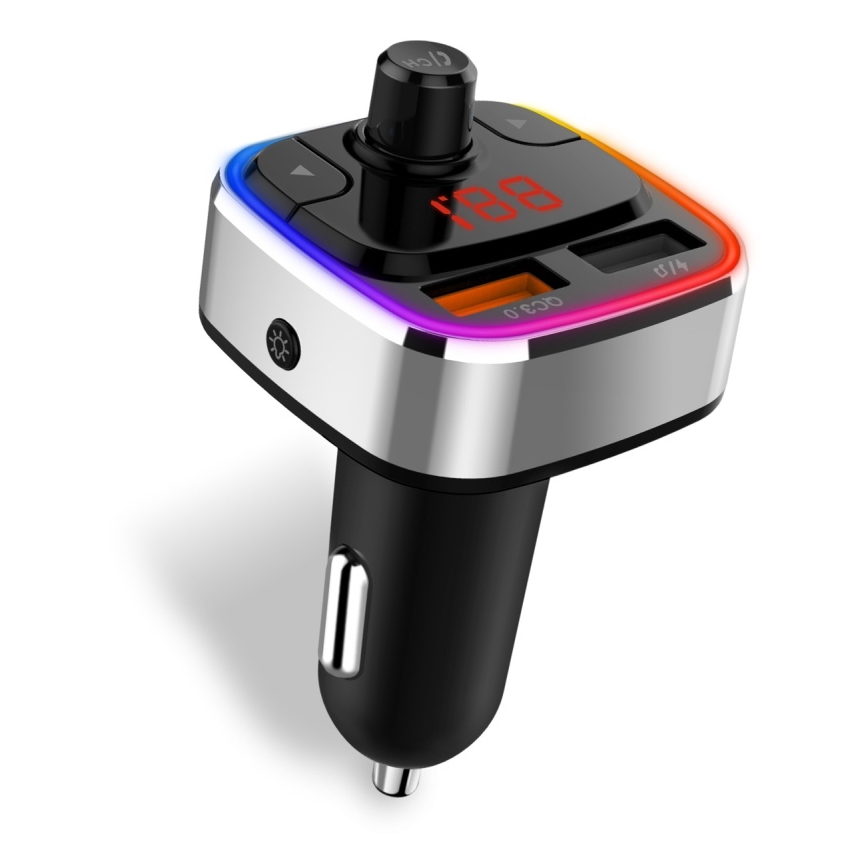 CONNECT IT CCC-9090-SL - LED RGB FM transmiter za auto s handsfree funkcijom crna/srebrna