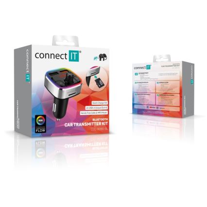 CONNECT IT CCC-9090-SL - LED RGB FM transmiter za auto s handsfree funkcijom crna/srebrna