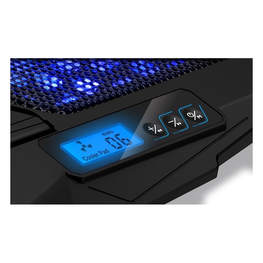 CONNECT IT CCP-2200-BK - Podloga za hlađenje laptopa 4x ventilator 2xUSB crna//plava