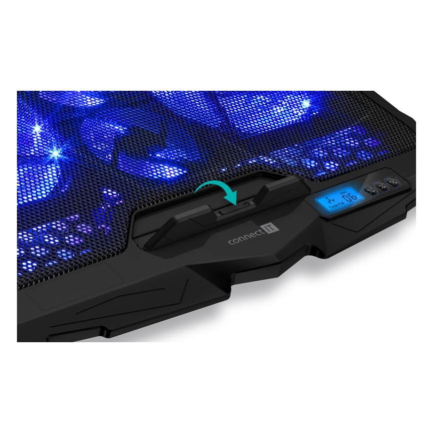 CONNECT IT CCP-2200-BK - Podloga za hlađenje laptopa 4x ventilator 2xUSB crna//plava