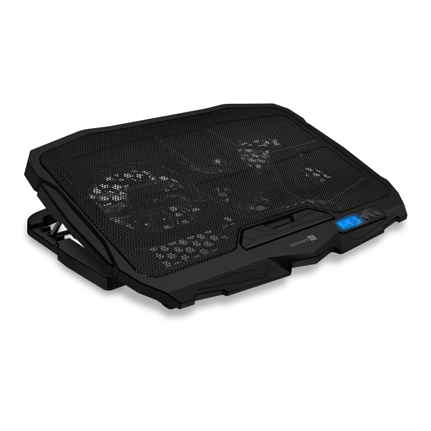 CONNECT IT CCP-2200-BK - Podloga za hlađenje laptopa 4x ventilator 2xUSB crna//plava