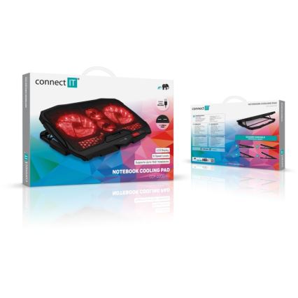 CONNECT IT CCP-2200-RD - Podloga za hlađenje laptopa 4x ventilator 2xUSB crna/crvena