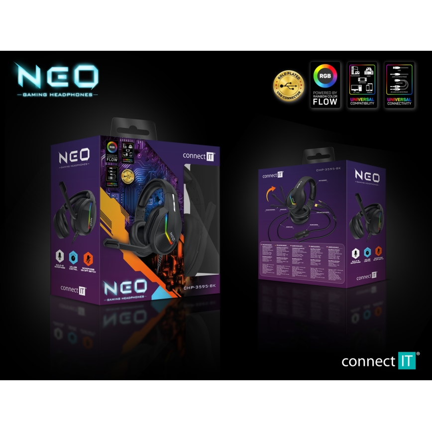 CONNECT IT CHP-3595-BK - LED RGB Gaming slušalice s mikrofonom crna