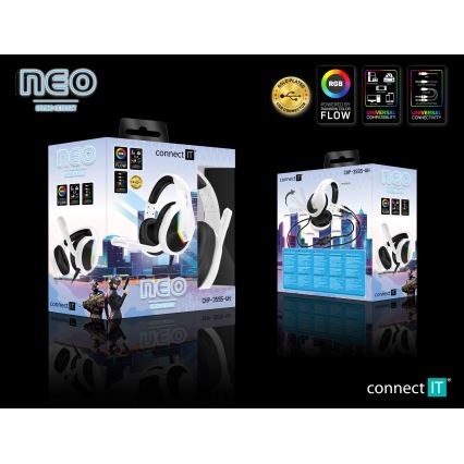 CONNECT IT CHP-3595-WH - LED RGB Gaming slušalice s mikrofonom bijela/crna