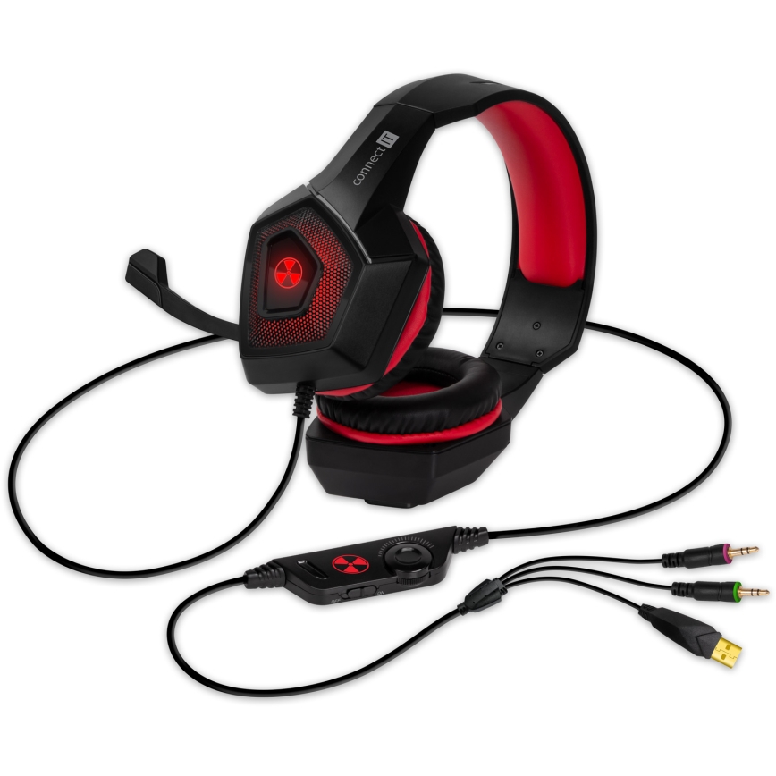 CONNECT IT CHP-5500-RD - LED Gaming slušalice s mikrofonom crna/crvena