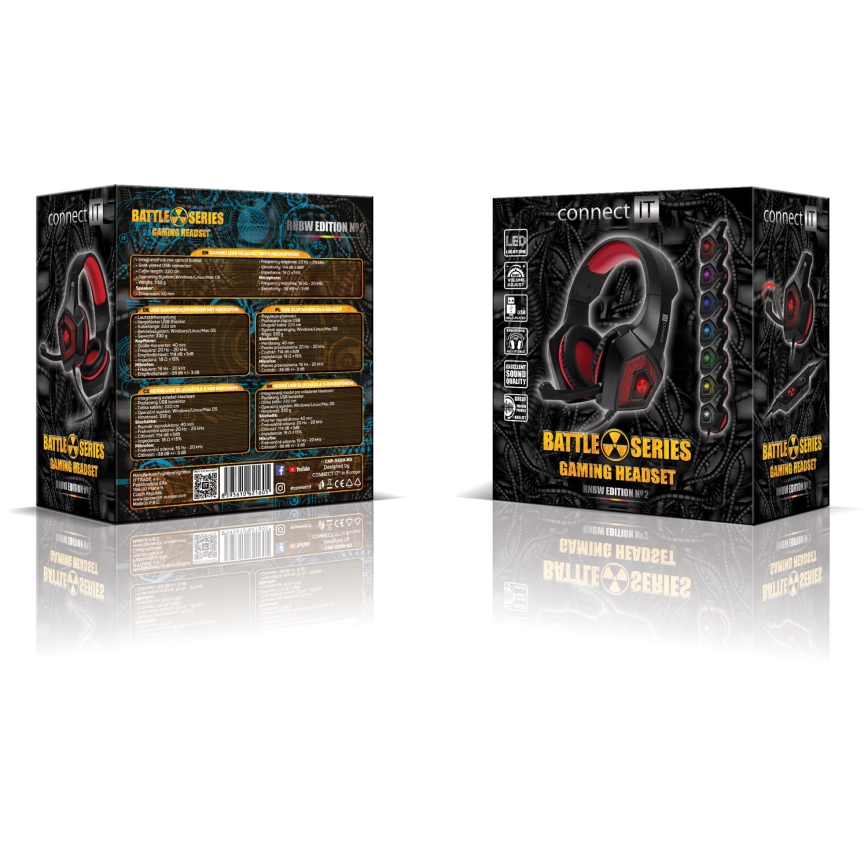 CONNECT IT CHP-5500-RD - LED Gaming slušalice s mikrofonom crna/crvena