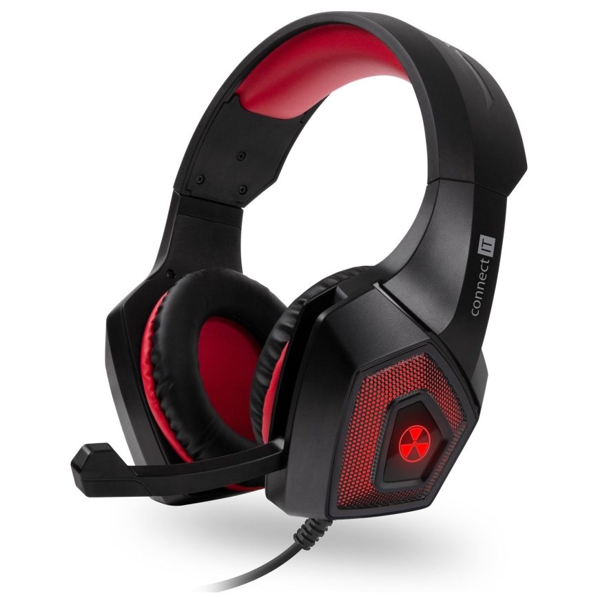 CONNECT IT CHP-5500-RD - LED žičane gaming slušalice s mikrofonom crna/crvena