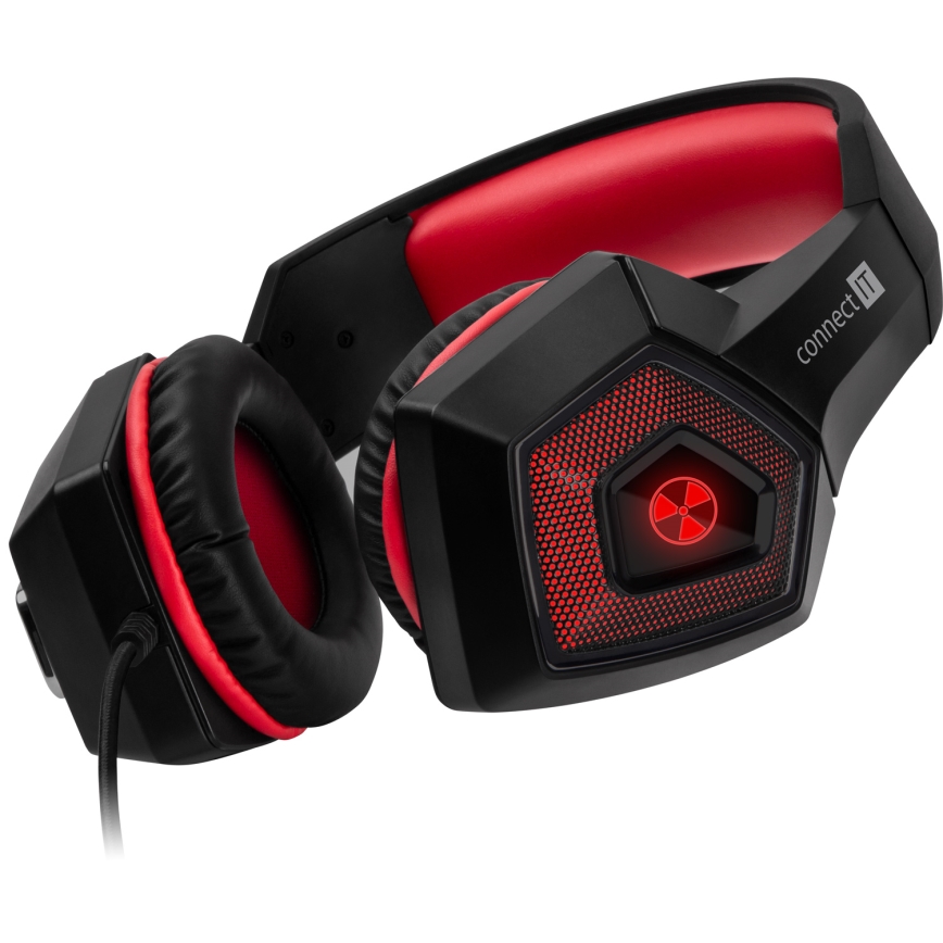 CONNECT IT CHP-5500-RD - LED žičane gaming slušalice s mikrofonom crna/crvena
