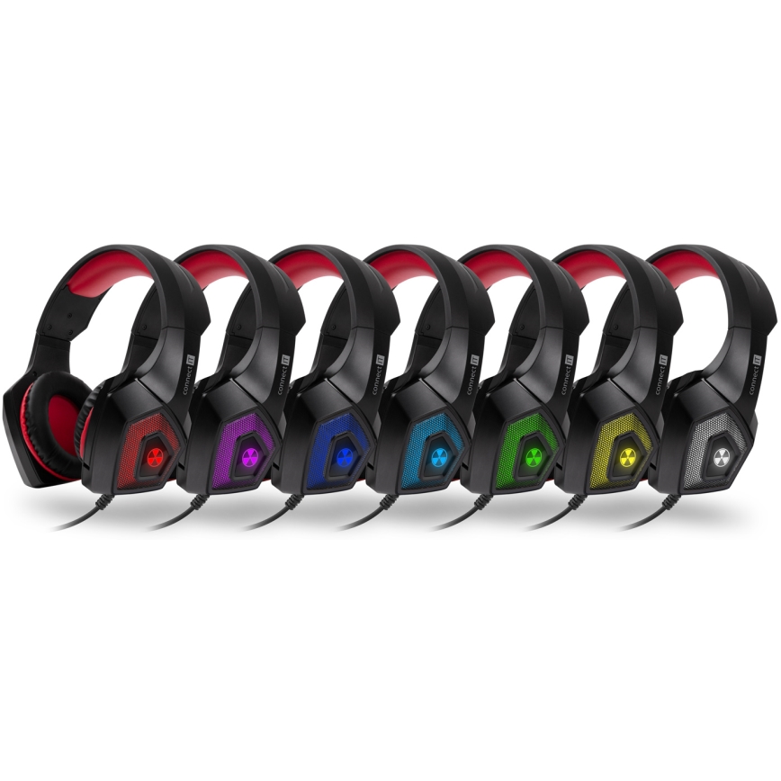 CONNECT IT CHP-5500-RD - LED žičane gaming slušalice s mikrofonom crna/crvena