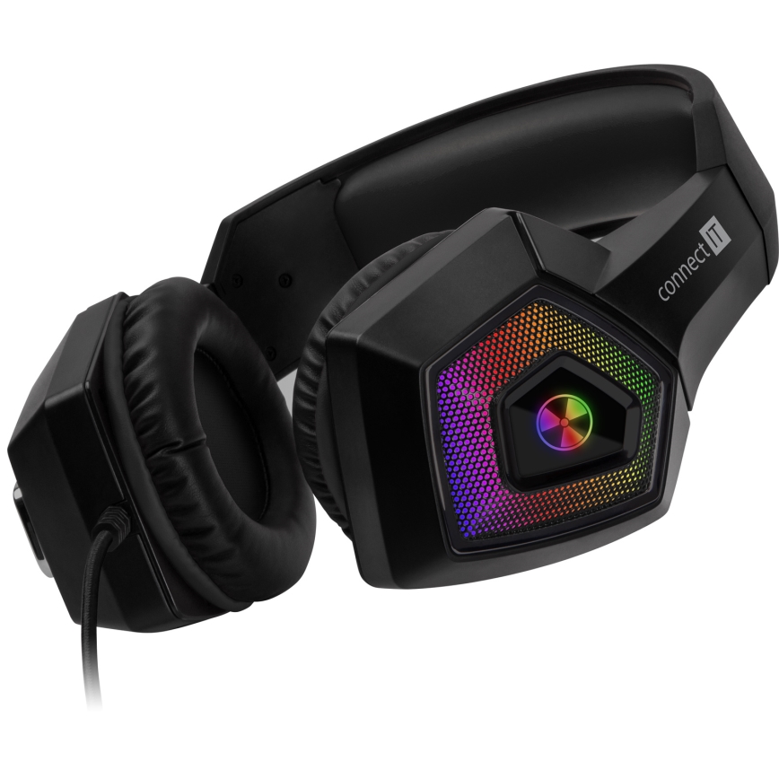 CONNECT IT CHP-5600-BK - LED RGB žičane gaming slušalice s mikrofonom crne boje