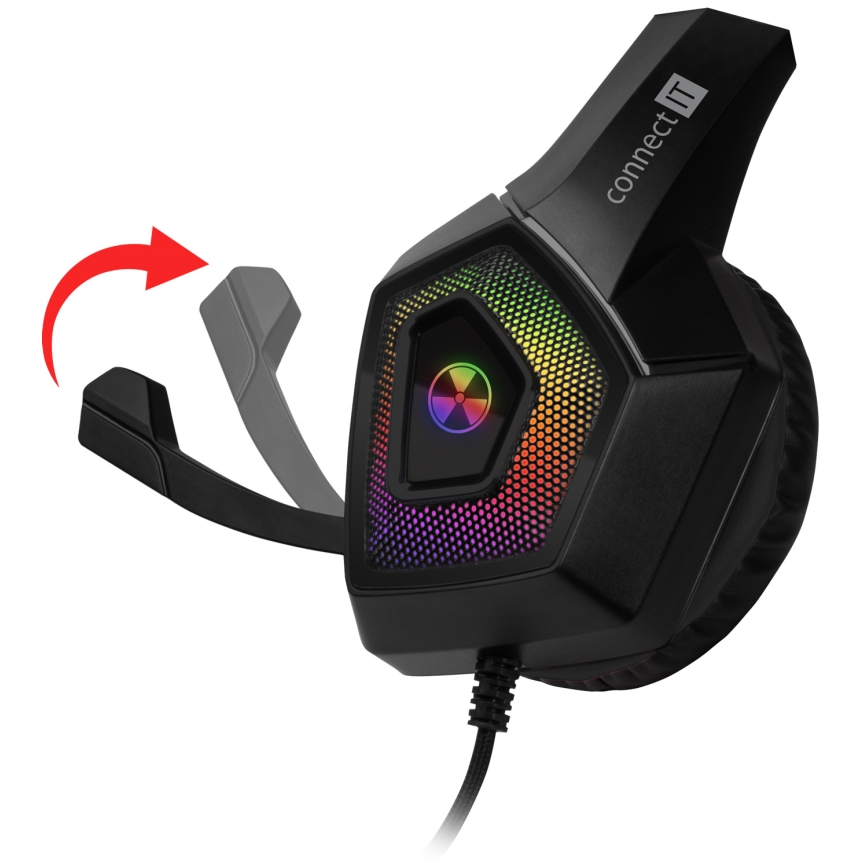 CONNECT IT CHP-5600-BK - LED RGB žičane gaming slušalice s mikrofonom crne boje