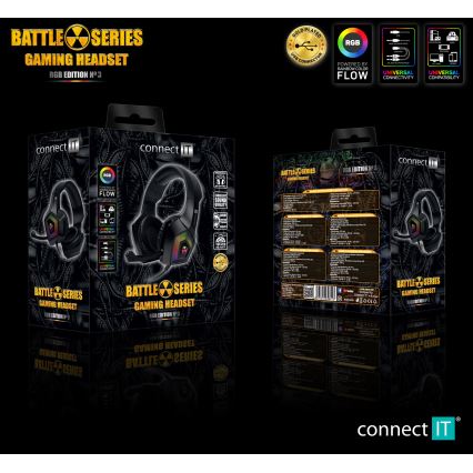 CONNECT IT CHP-5600-BK - LED RGB žičane gaming slušalice s mikrofonom crne boje