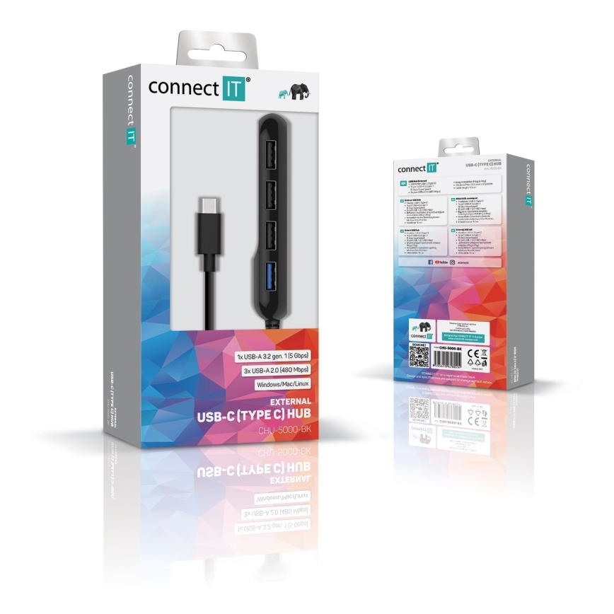 CONNECT IT CHU-5000-BK - USB-C hub 4u1