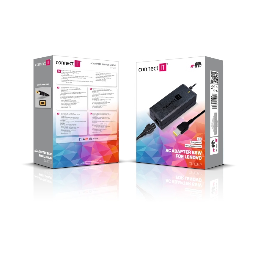 CONNECT IT CI-1062 - Adapter za napajanje za Lenovo laptope 65W
