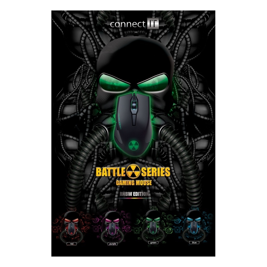 CONNECT IT CI-1128 - LED Žičani gaming miš 1000/1200/1600/3200 DPI crna