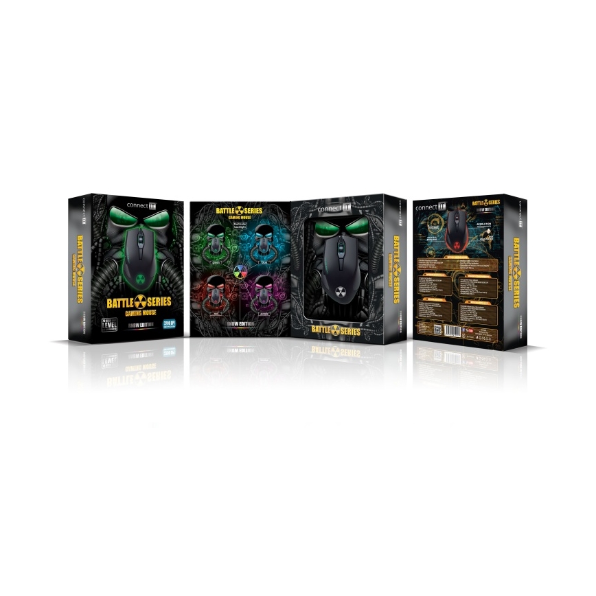 CONNECT IT CI-1128 - LED Žičani gaming miš 1000/1200/1600/3200 DPI crna