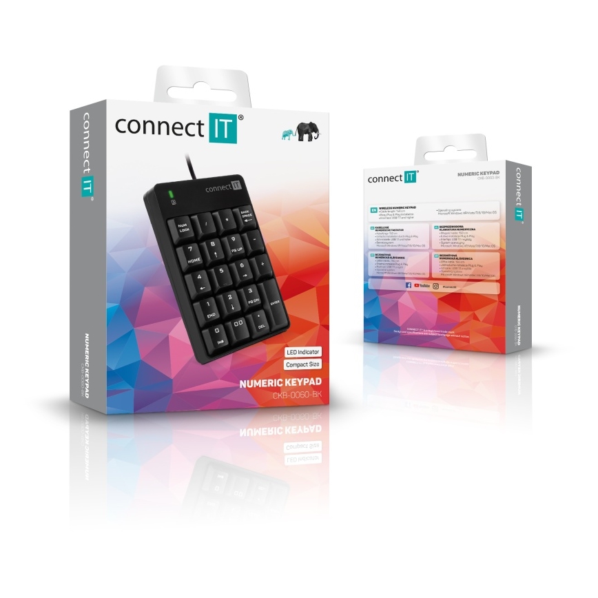 CONNECT IT CKB-0060-BK - Žičana numerička tipkovnica crna