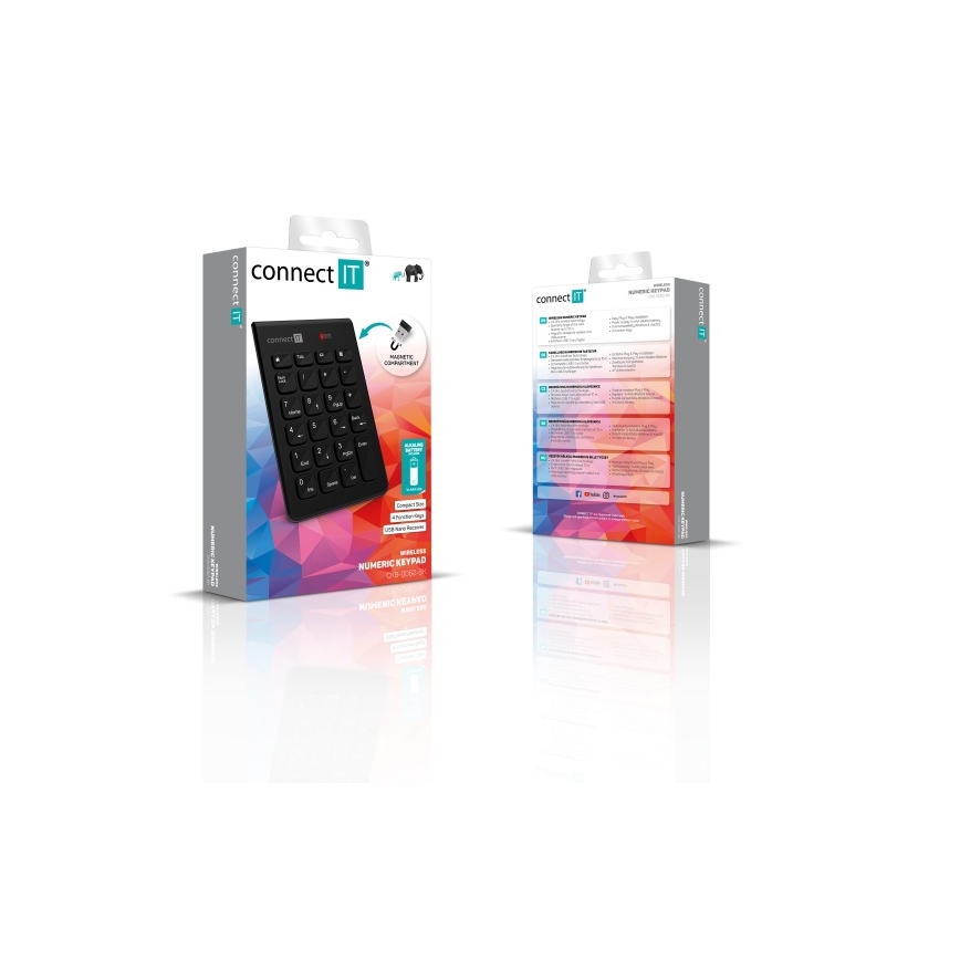 CONNECT IT CKB-0062-BK - Bežična numerička tipkovnica 1xAAA crna