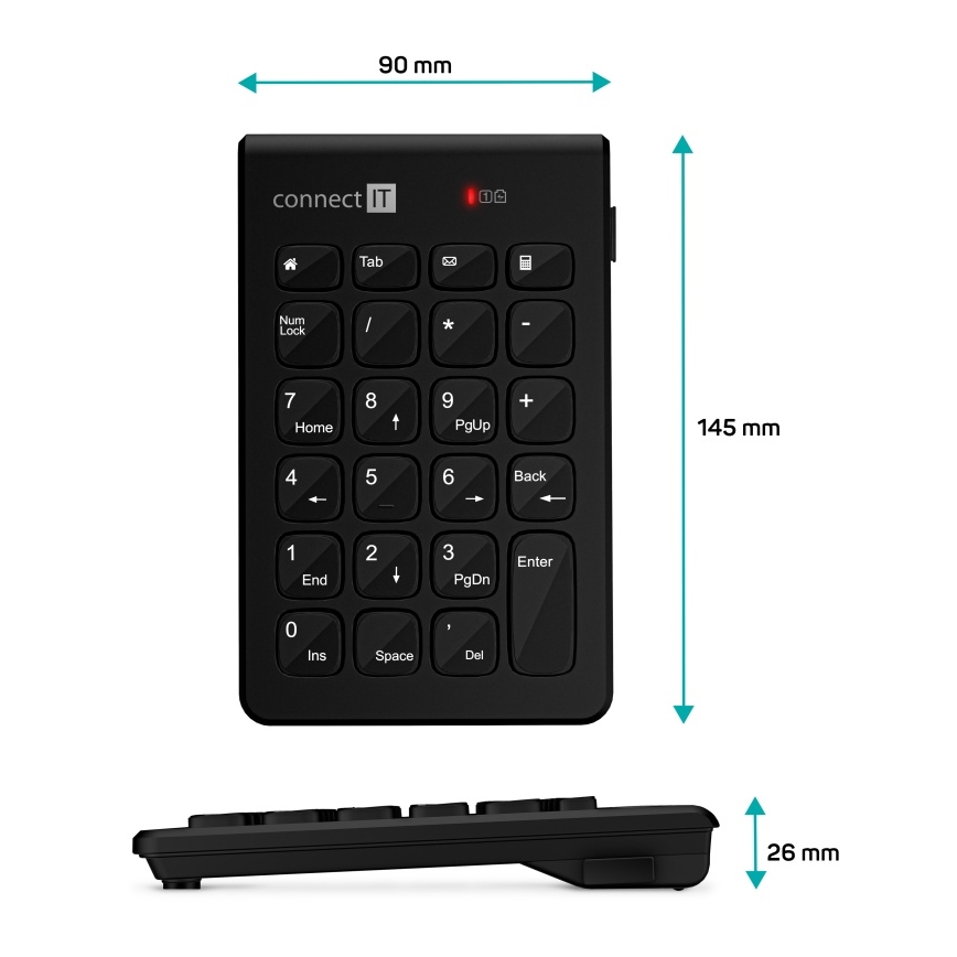 CONNECT IT CKB-0062-BK - Bežična numerička tipkovnica 1xAAA crna