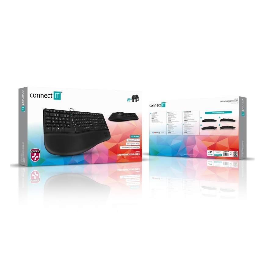CONNECT IT CKB-2800-CS - Ergonomska bežična tipkovnica s CZ/SK lokalizacijom crna