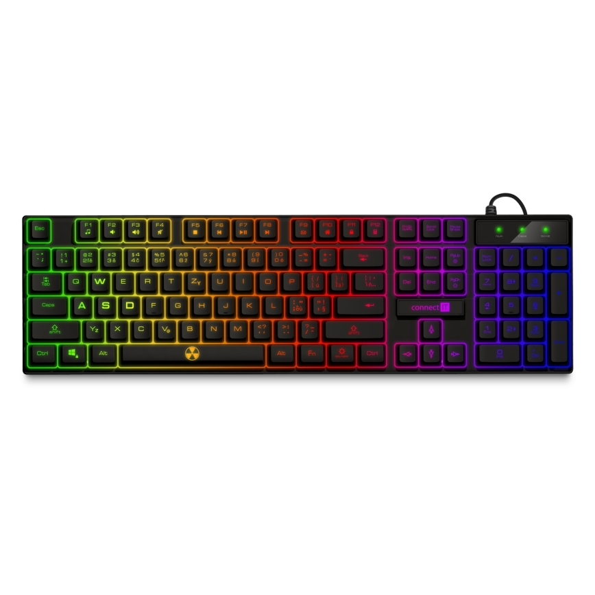 CONNECT IT CKM-3200-CS - LED RGB žičana gaming tipkovnica i gaming miš 1200/1800/2400/3600 DPI s CZ/SK lokalizacijom crna