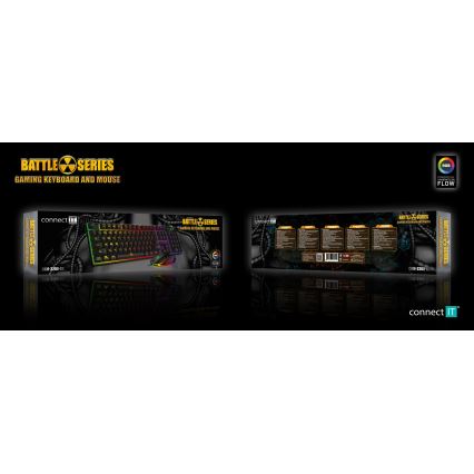 CONNECT IT CKM-3200-CS - LED RGB žičana gaming tipkovnica i gaming miš 1200/1800/2400/3600 DPI s CZ/SK lokalizacijom crna